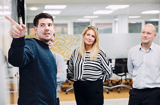 Companies House scrum team discussing the development of the API service.
