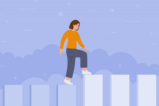 Woman climbing higher in her career