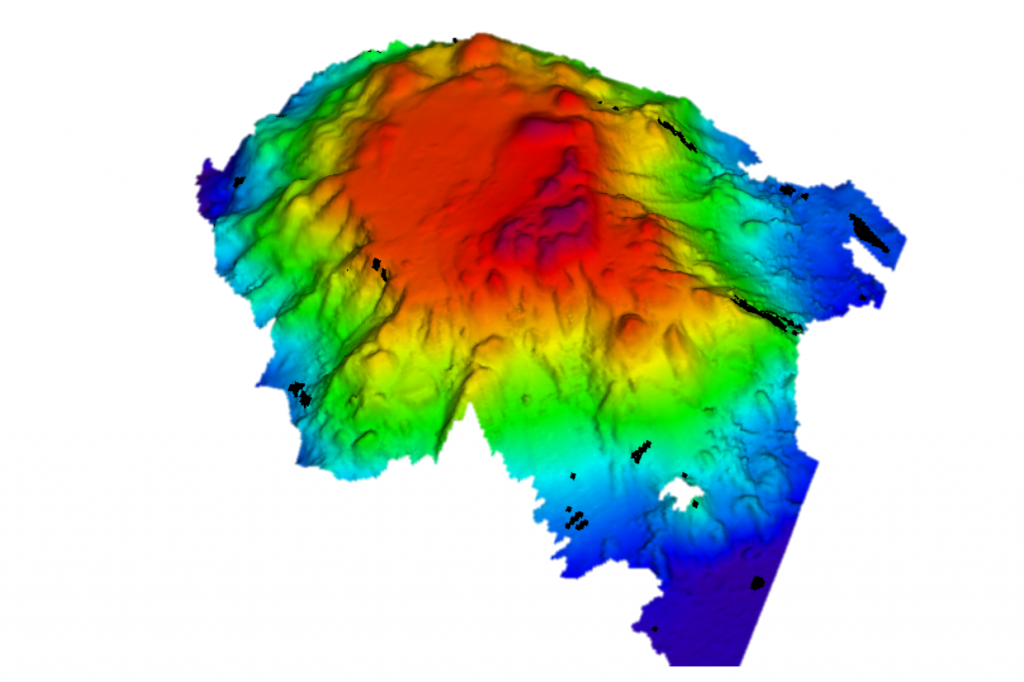 a computer generated map of an underwater mountain