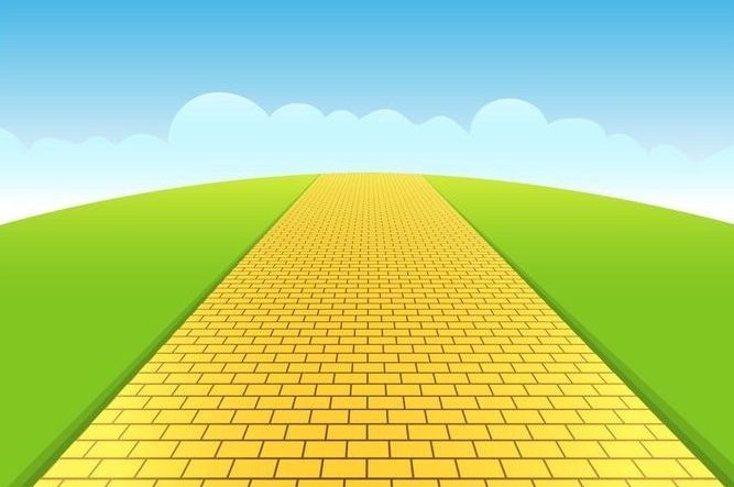 a yellow brick road