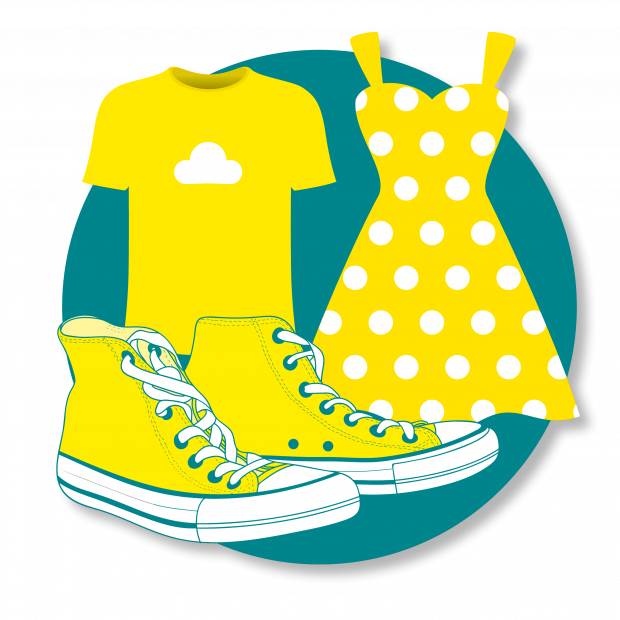 Yellow clothes and shoes