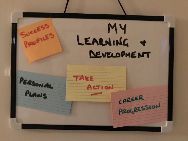 Sign for my learning and development,indicating success profiles, career progression, personal plans and take action.