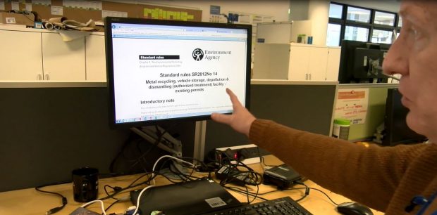 Waste exemption service on PC screen