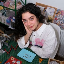 Pindex Studio jewellery Pinar Sevilmis from Pindex Studio while making her jewellery charms.