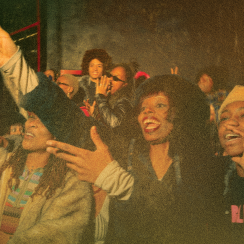 A club crowd enjoying music.
