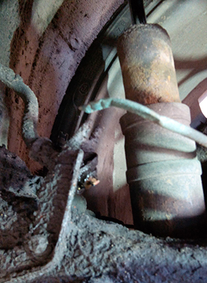 A Brake pipe that's been deliberately cut 