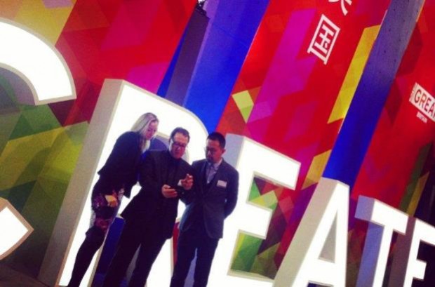 Jo Hawley (left) takes the stage at the GREAT Festival of Creativity, Shanghai