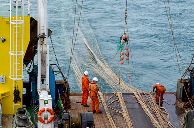 Our crew trailing gear before starting the survey