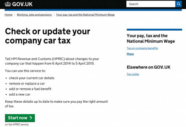 The PAYE for employees start page