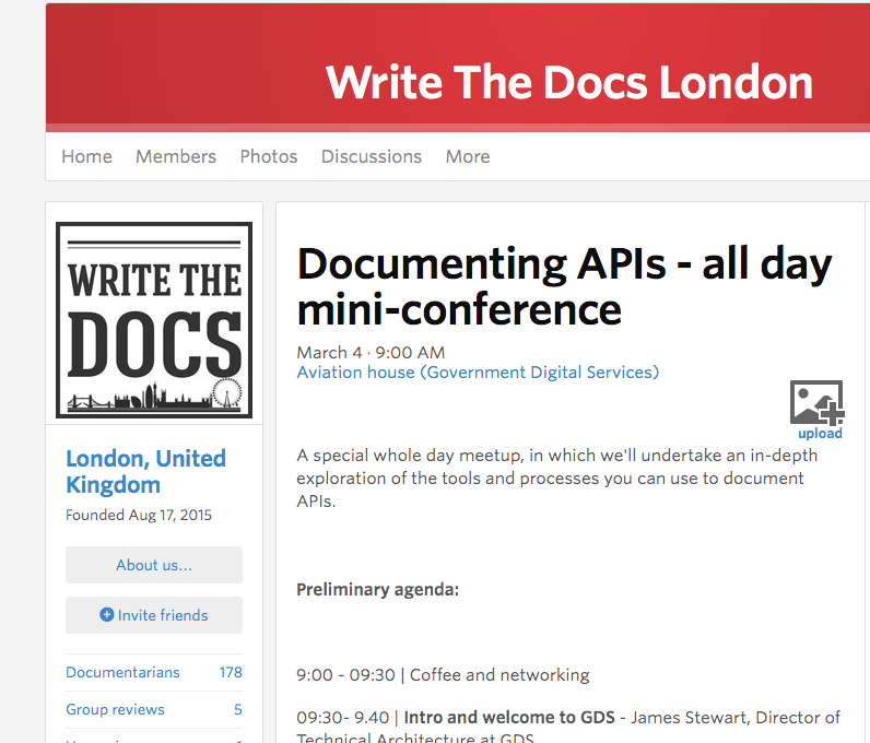 Write The Docs London invite