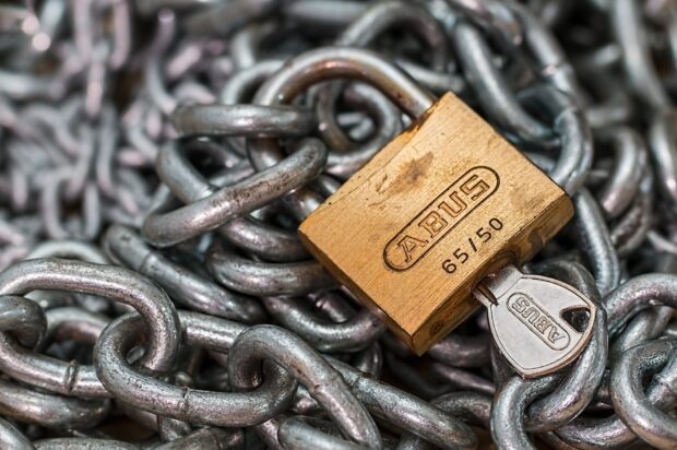Chain with a padlock and key