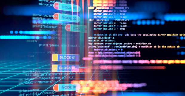 Programming code abstract technology background of software developer and Computer script
