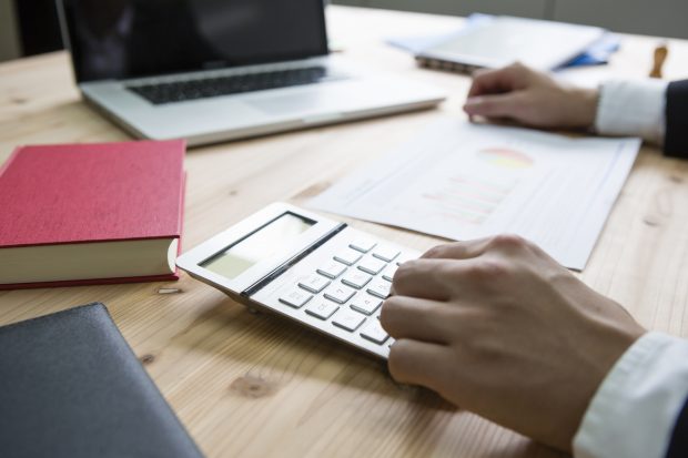 Person using a calculator