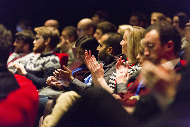 Image of audience from Sprint 15 clapping