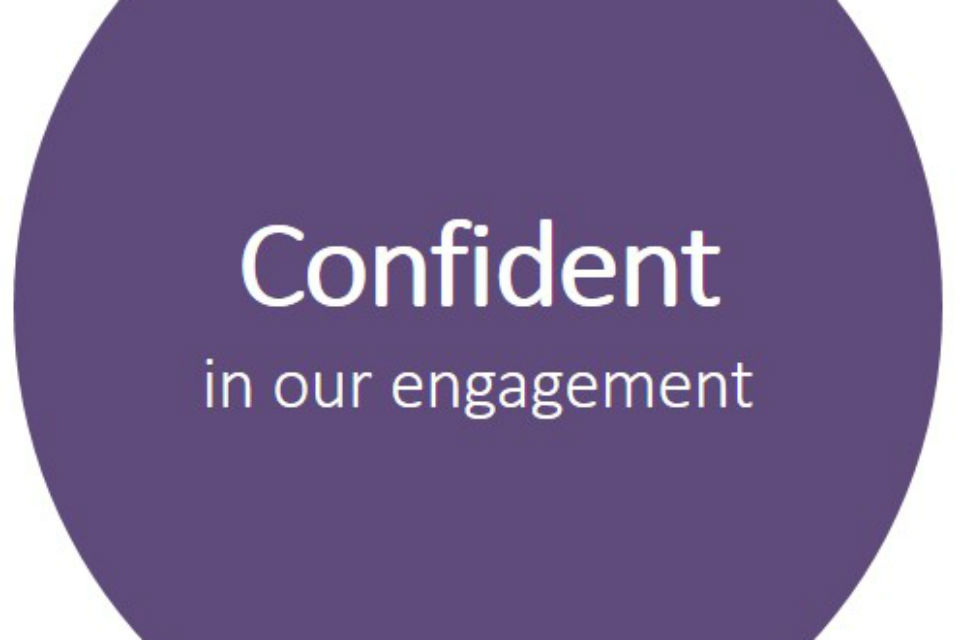 Graphic with the words "Confident in our engagement"
