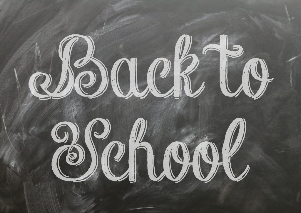 back to Scool written in white chalk on blackboard