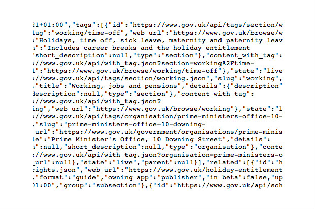screenshot of some json text