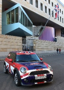 GREAT Mini outside the British Embassy in Berlin GREAT Mini outside the British Embassy in Berlin
