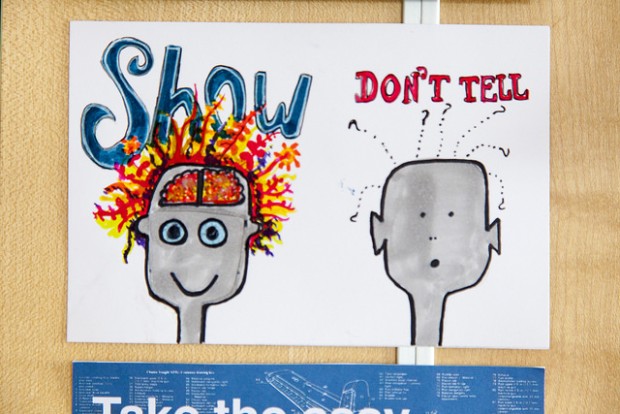 Illustration of the phrase: show don't tell