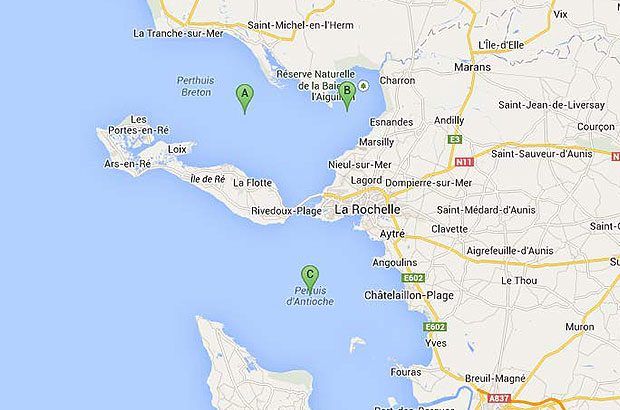 Map of mussel mortalities in France