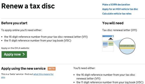 Tax disc transaction beta service Tax disc transaction beta service