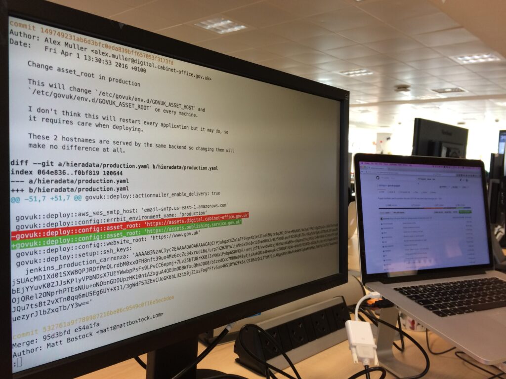Screen showing Git commit history
