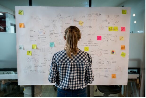 A professional mapping out their career progression