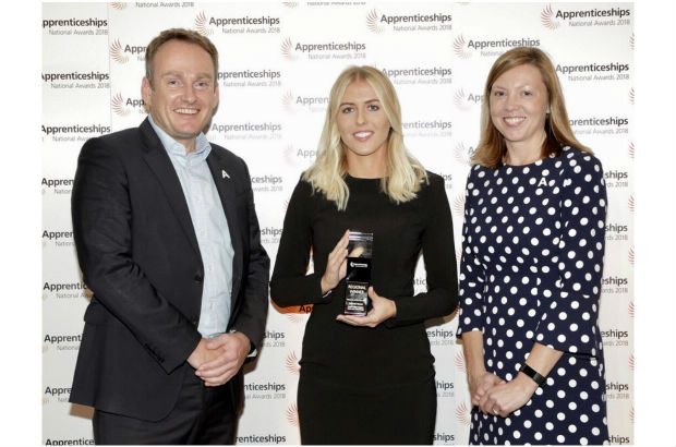 Home Office Digital Internship and Junior Development Programme lead Hannah Turner poses with her Rising Star award.