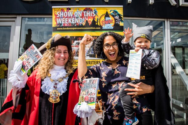 Councillors O’Halloran and Comer-Schwartz attend London Super Comic Con. Photo credit: Islington libraries
