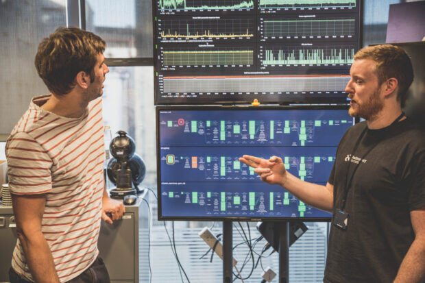 The Platform as a Service team using hand gestures