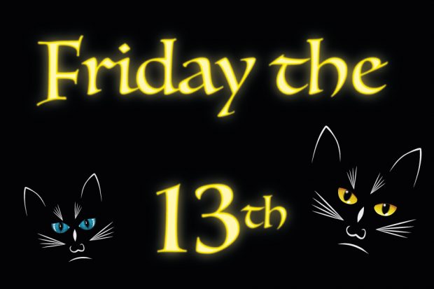 Friday the 13th title with black cats.