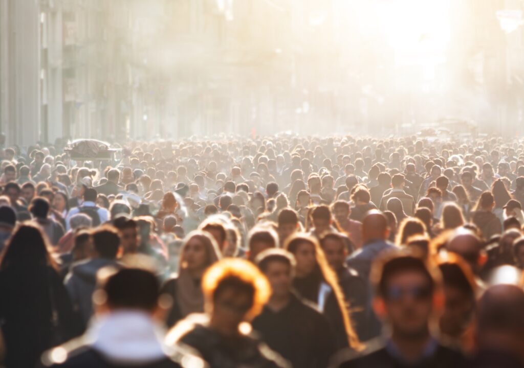 Crowd of people in a street