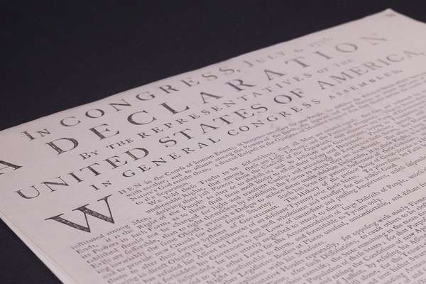 An excerpt of the original printed version of the Declaration of Independence.