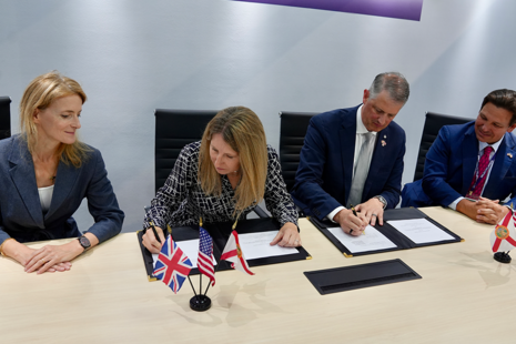 From left: Space Minister Liz Lloyd, Rebecca Evernden, Director of the UK Space Agency, Space Florida President and CEO Rob Long and Florida Governor Ron DeSantis