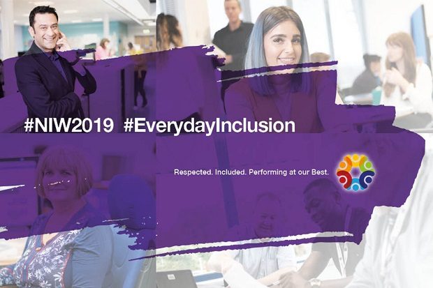 This is a graphic that includes the hashtags NIW2019 and EverydayInclusion