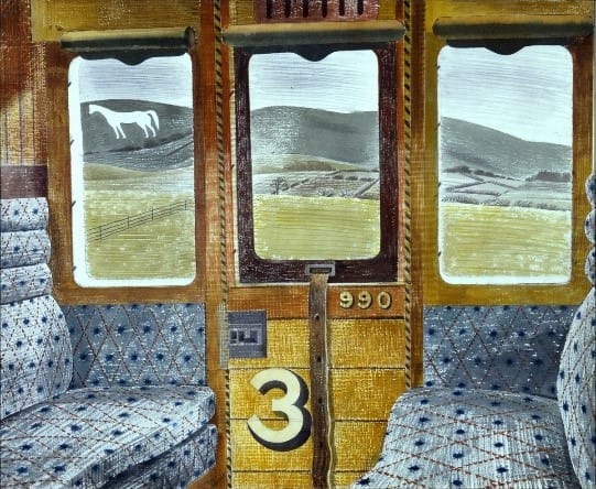 Train Landscape, watercolour on paper (collage) by Eric Ravilious (1903-1942)