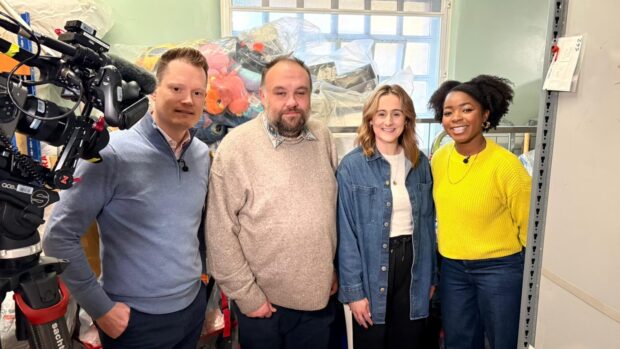 Left to right: Rhys Hurley (IPO Head of Intelligence Partnerships), David Jenkins (IPO Senior Media Relations Manager), Kelsey Jones (IPO Senior Campaigns & Engagement Manager) and Emma-Louise Amanshia (BBC Newsround presenter).
