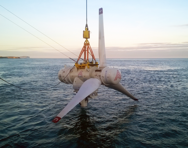 Tidal turbine above sea level