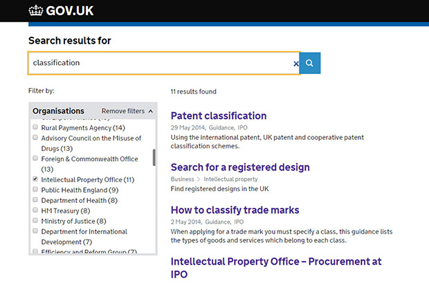 Screen shot from GOV.UK