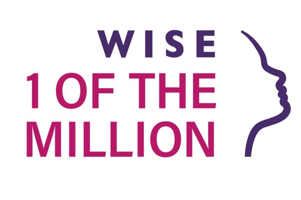 Image shows a face with the logo " WISE 1 of the million"