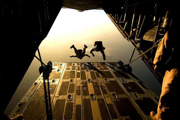 Sky divers jumping from a plane