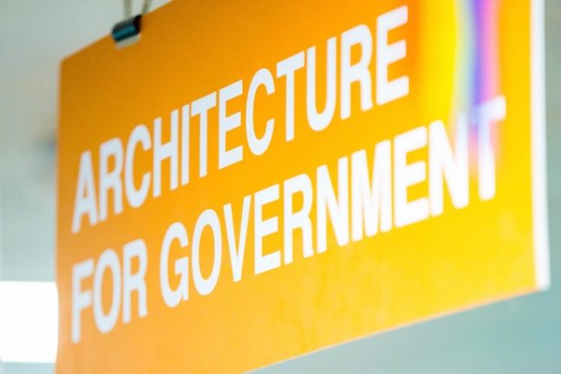 Technical architecture sign orange