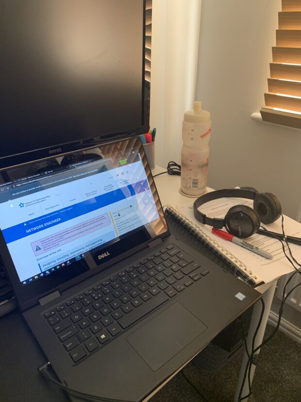 Picture of laptop showing network engineering apprenticeship page