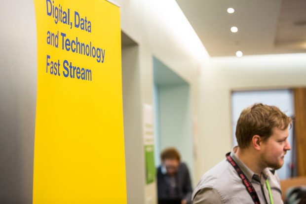Image of sign that reads digital, data, and technology fast stream