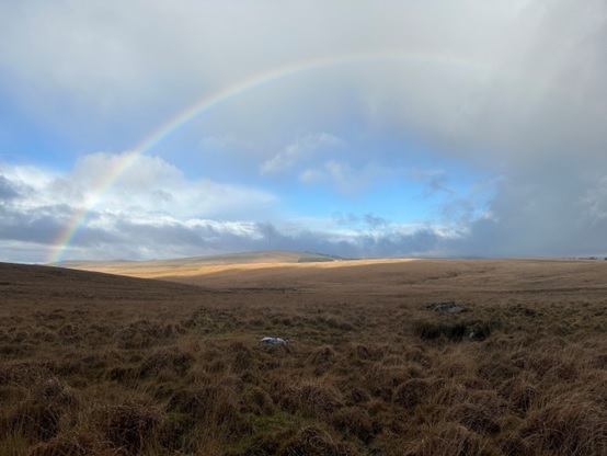 A rainbow over Dartmoor near Burrator reservoir