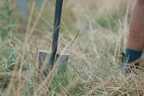 digging field with spade