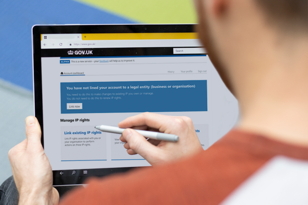 Man using pen to navigate IPO website