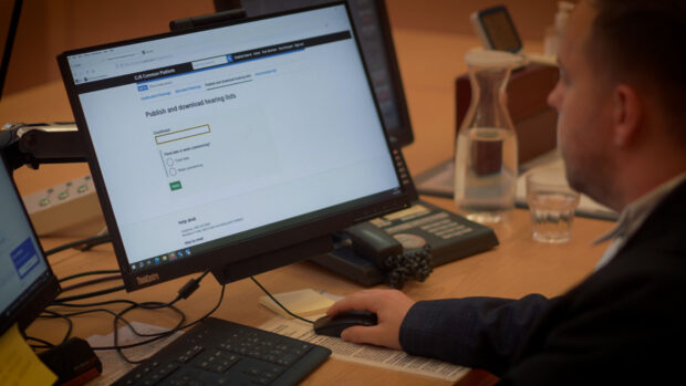 HMCTS staff member using Common Platform