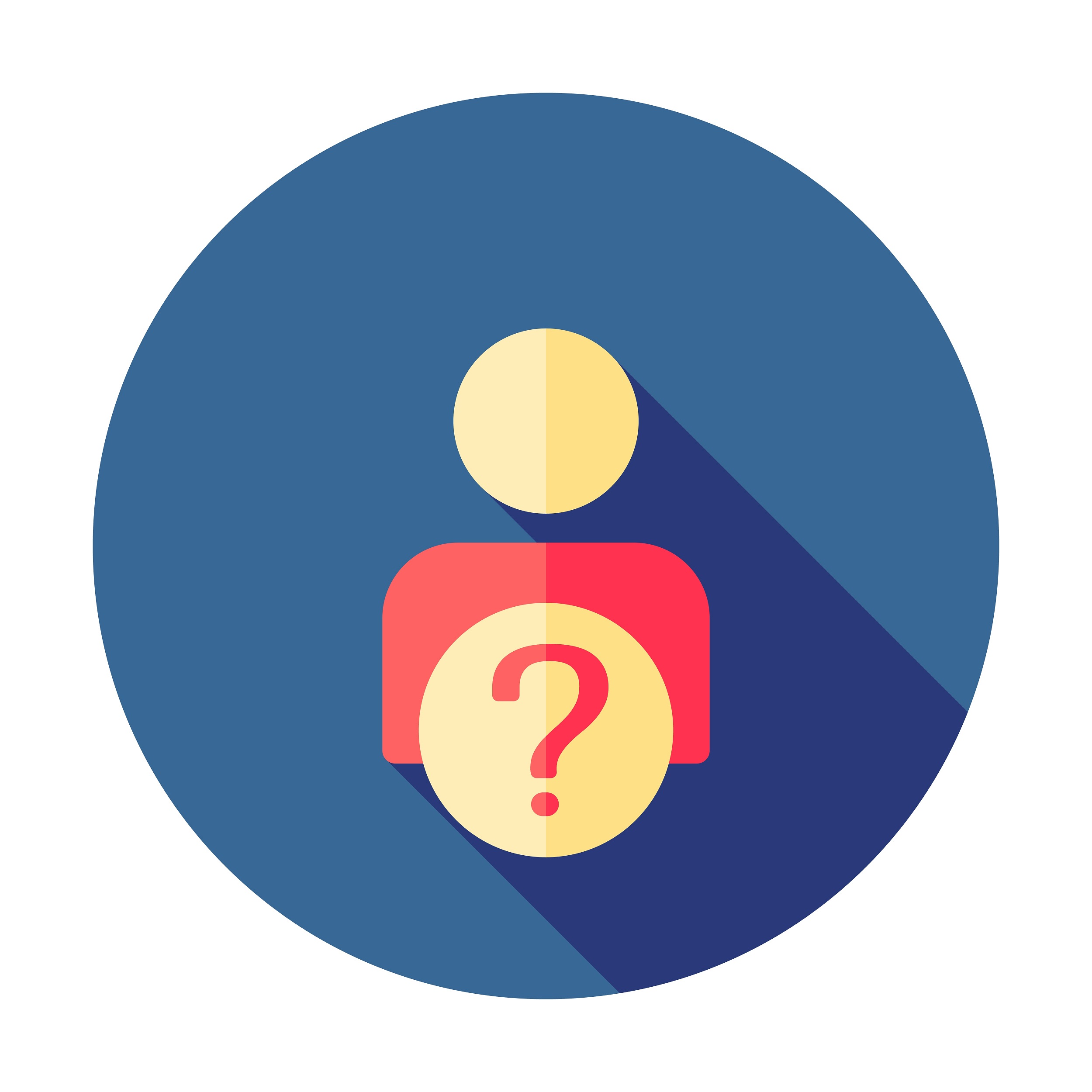 Person icon with a question mark in front.