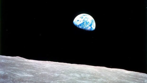 Image showing a picture of earth taken from the moon.